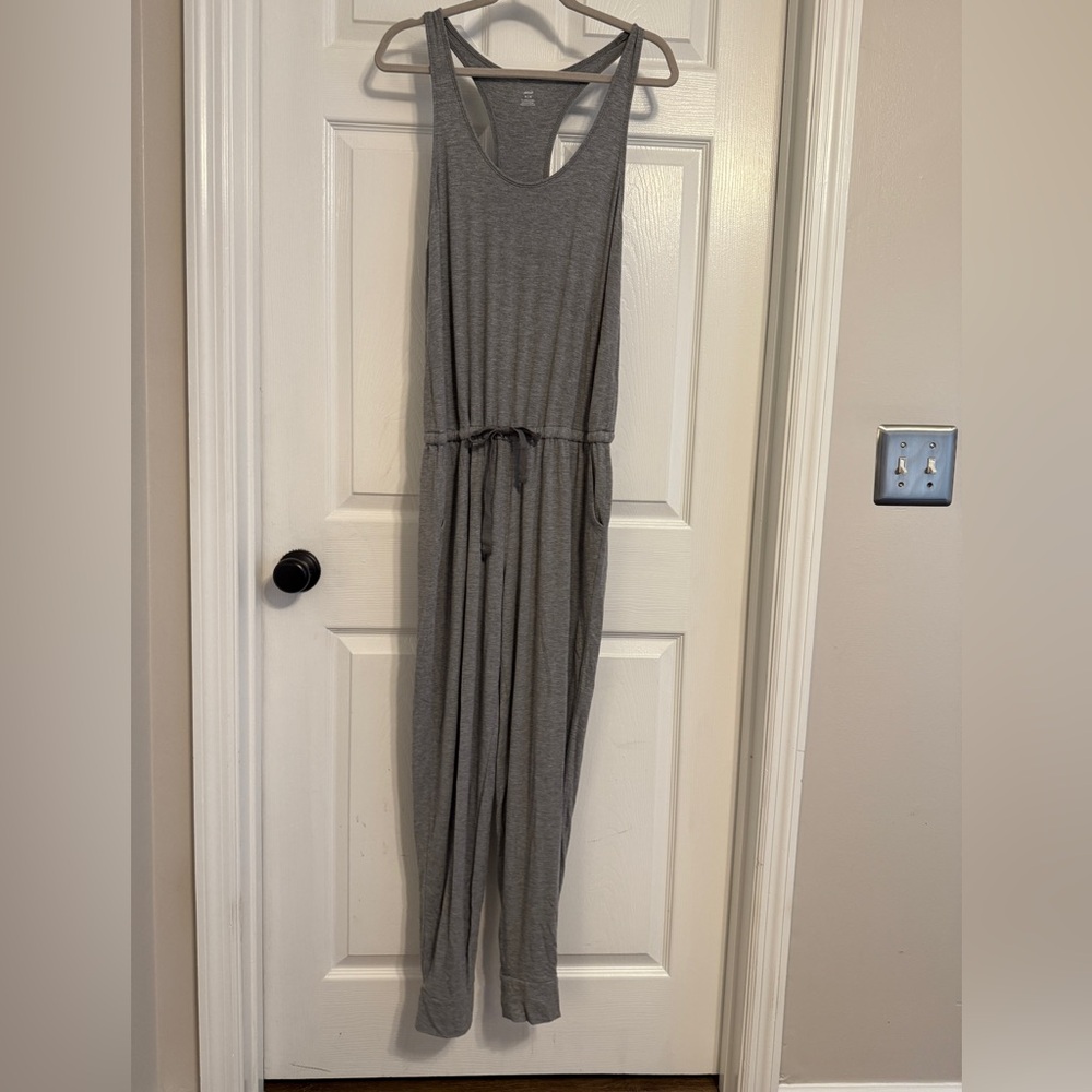 Aerie Gray Tie Waist Jogger Romper
